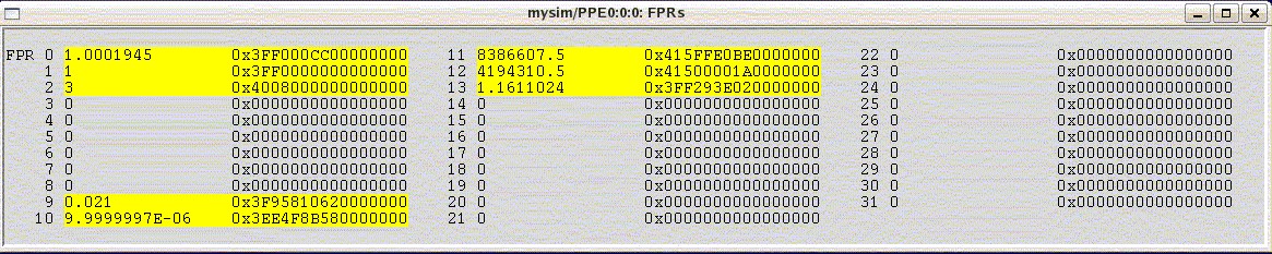 PPE floating-point registers window